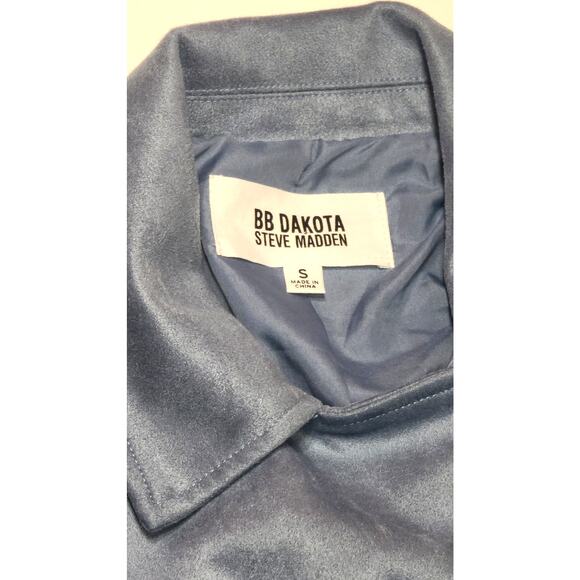 BB Dakota Steve Madden faux suede Moto jacket cool haze blue women's small - Picture 2 of 8